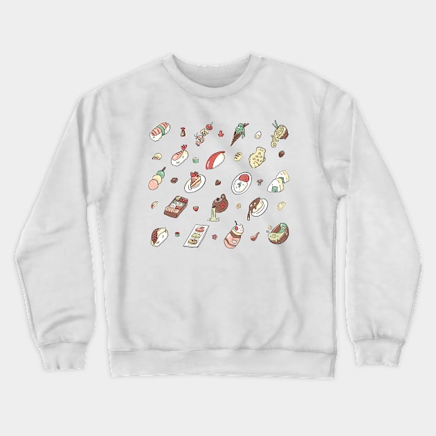 Japanese Food and Snacks Pattern Crewneck Sweatshirt by narwhalwall